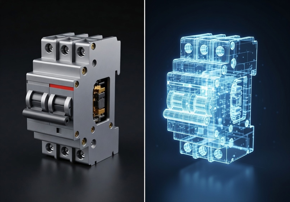 A digital twin representation of an industrial component, showcasing modern technology.